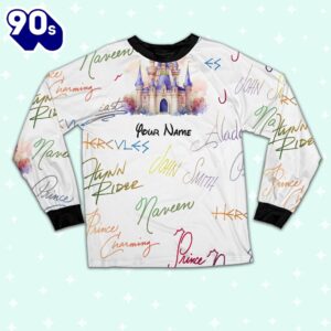 Custom Disney Prince Signatures Colorful Pajamas - Movie Cartoon Holiday Pajamas