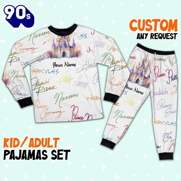 Custom Disney Prince Signatures Colorful Pajamas – Movie Cartoon Holiday Pajamas