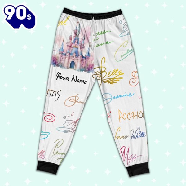 Custom Disney Princess Signatures Colorful Pajamas – Movie Cartoon Holiday Pajamas