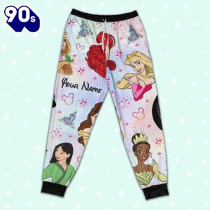 Custom Disney Princesses Colorful Pajamas - Family Disneyland Matching Pajamas Set