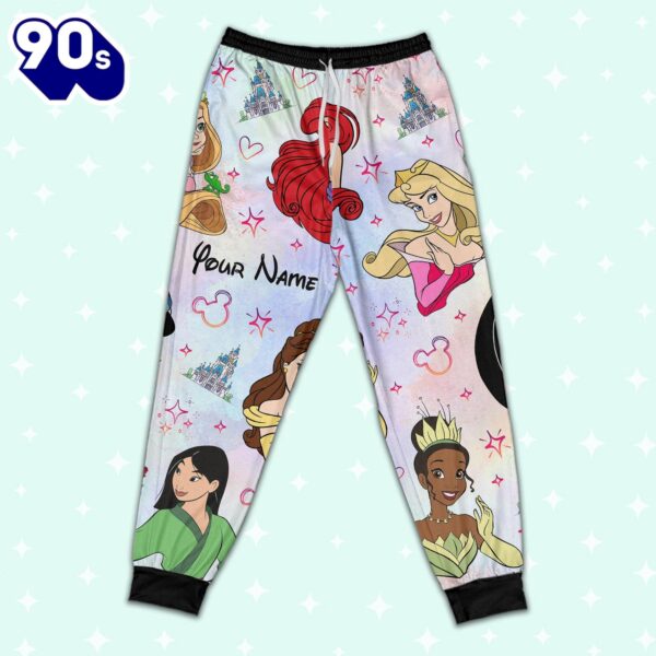 Custom Disney Princesses Colorful Pajamas – Family Disneyland Matching Pajamas Set