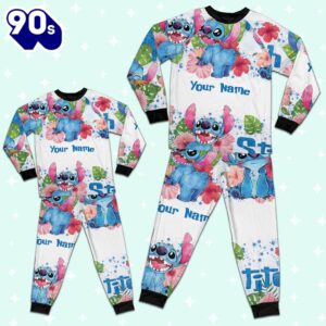 Custom Disney Stitch Hot Colorful Pajamas - Movie Cartoon Holiday Pajamas