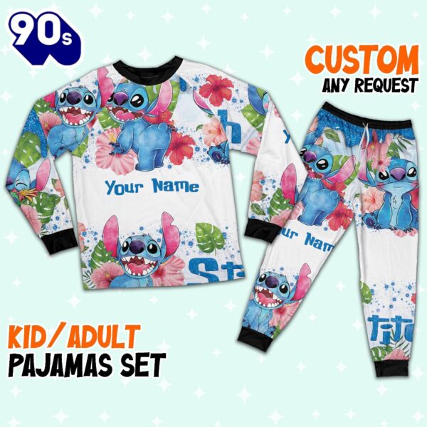 Custom Disney Stitch Hot Colorful Pajamas – Movie Cartoon Holiday Pajamas