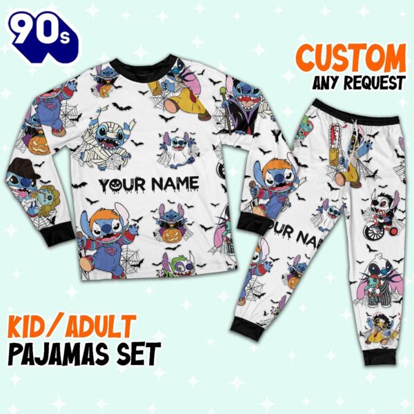 Custom Disney Stitch Ultimate Nightmare Colorful Simple Pajamas – Movie Cartoon Holiday Pajamas