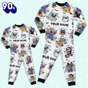 Custom Disney Stitch Ultimate Nightmare Colorful Simple Pajamas - Movie Cartoon Holiday Pajamas