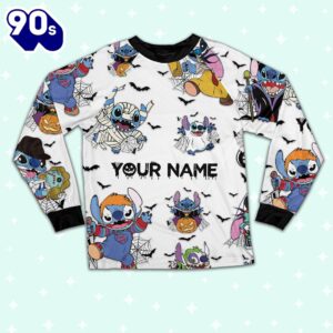 Custom Disney Stitch Ultimate Nightmare Colorful Simple Pajamas - Movie Cartoon Holiday Pajamas