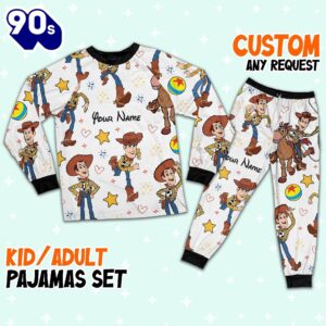 Custom Disney Toy Story Woody Colorful Pajamas – Family Disneyland Matching Pajamas Set