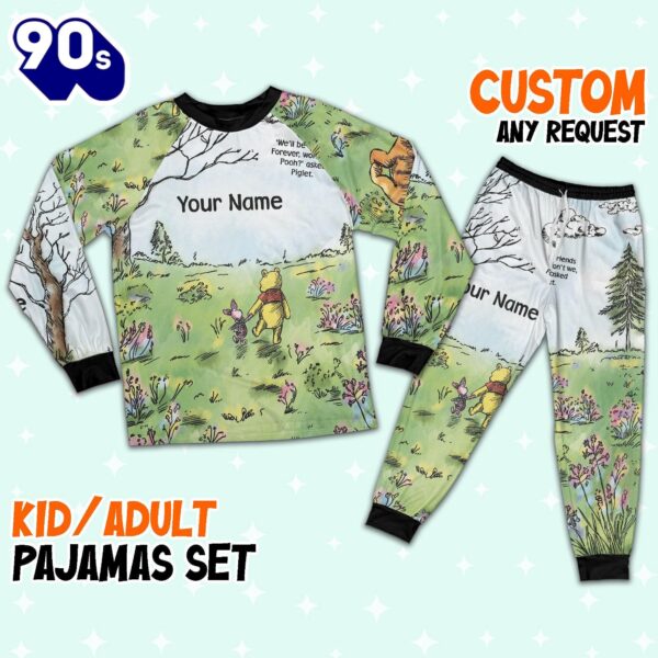 Custom Disney Winnie the Pooh Artwork Colorful Pajamas – Movie Cartoon Holiday Pajamas