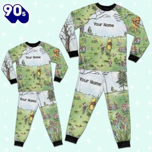 Custom Disney Winnie the Pooh Artwork Colorful Pajamas - Movie Cartoon Holiday Pajamas