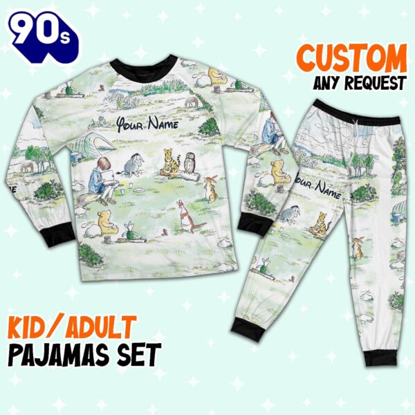 Custom Disney Winnie the Pooh Book Colorful Pajamas – Movie Cartoon Holiday Pajamas