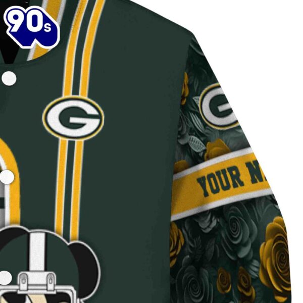 Custom Green Bay Packers Rose Mickey Green Jacket