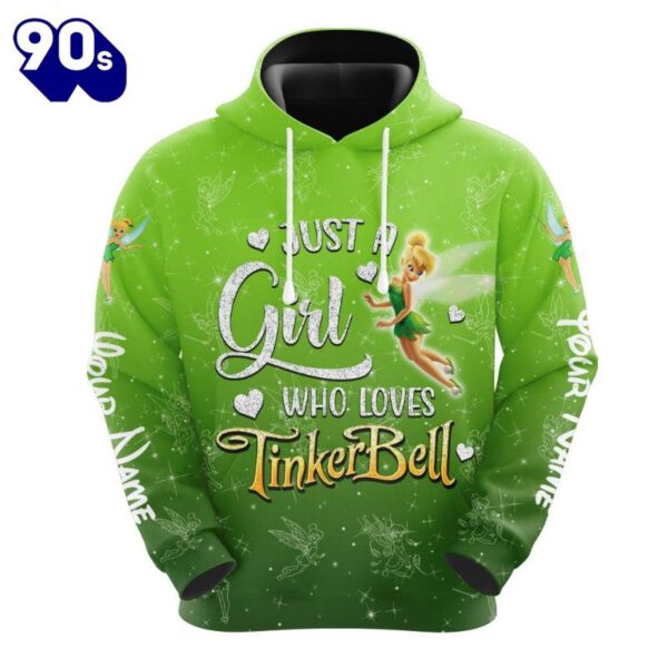 Custom Just A Girl Tinker Bell Glitter Pattern Hoodie And Capris Leggings Set