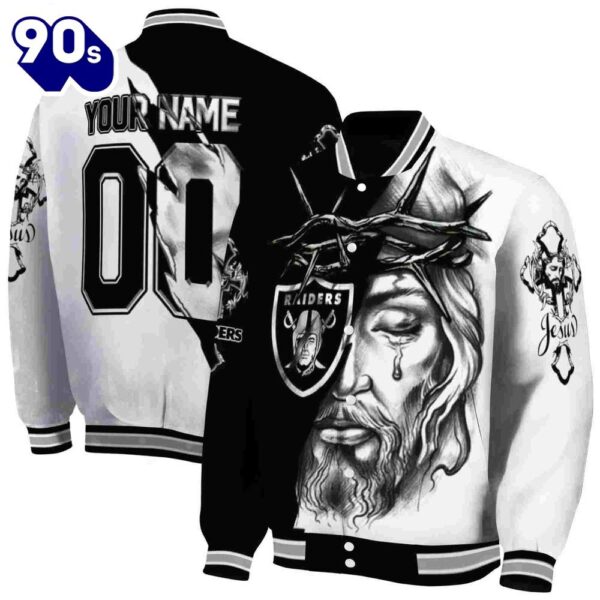 Custom Las Vegas Raiders Jesus Tears Black White Jacket