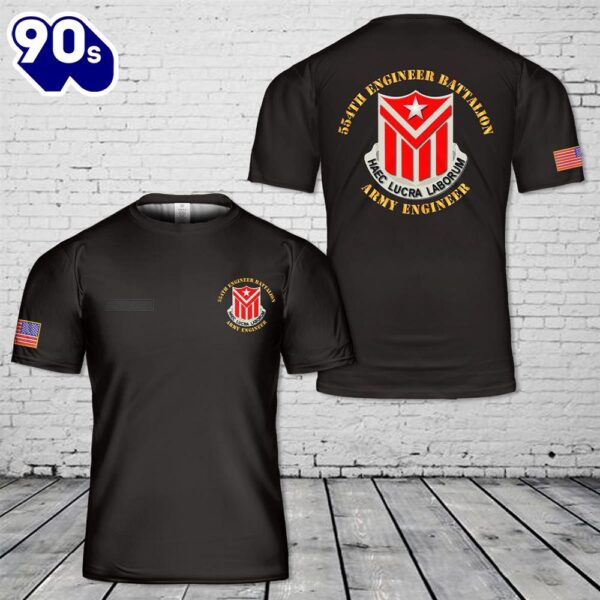 Custom Name 554th Engineer Battalion Army Engineer T-Shirt 3D