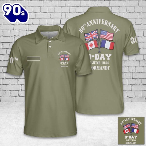 Custom Name 80th Anniversary of D-Day Polo Shirt – Veteran Polo Shirt