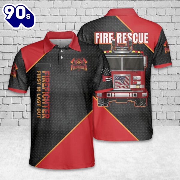 Custom Name American Fire Rescue Firefighter Department Truck Fireman Polo Shirt – Veteran Polo Shirt