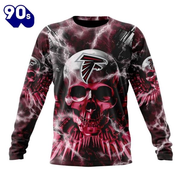 Custom Name And Number NFL Atlanta Falcons Expendables Skull Halloween 3D Sweatshirt