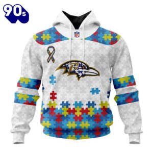 Custom Name And Number NFL Baltimore Ravens Special Autism Awareness Hoodie