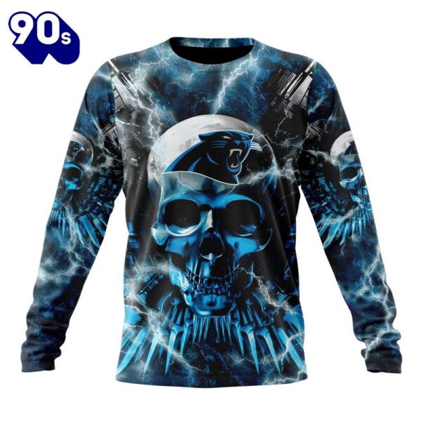 Custom Name And Number NFL Carolina Panthers Expendables Skull Halloween 3D Sweatshirt