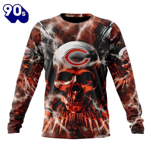 Custom Name And Number NFL Chicago Bears Expendables Skull Halloween 3D Sweatshirt