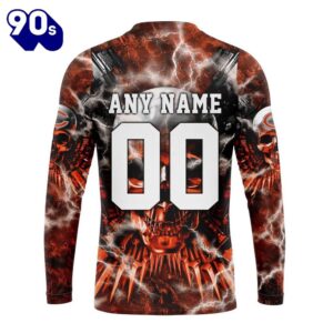 Custom Name And Number NFL Chicago Bears Expendables Skull Halloween 3D Sweatshirt