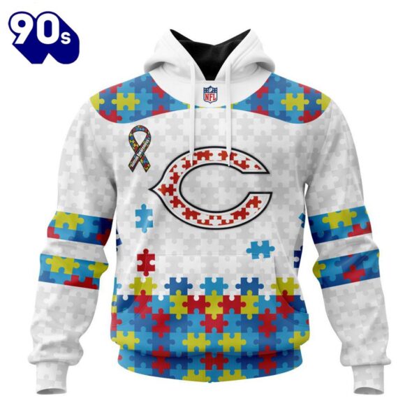 Custom Name And Number NFL Chicago Bears Special Autism Awareness Hoodie