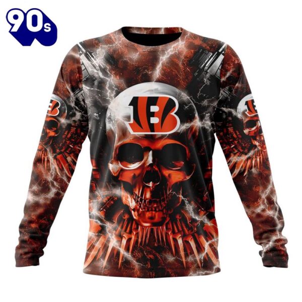 Custom Name And Number NFL Cincinnati Bengals Expendables Skull Halloween 3D Sweatshirt