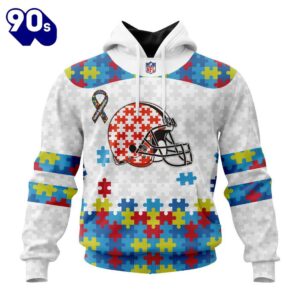 Custom Name And Number NFL Cleveland Browns Special Autism Awareness Hoodie