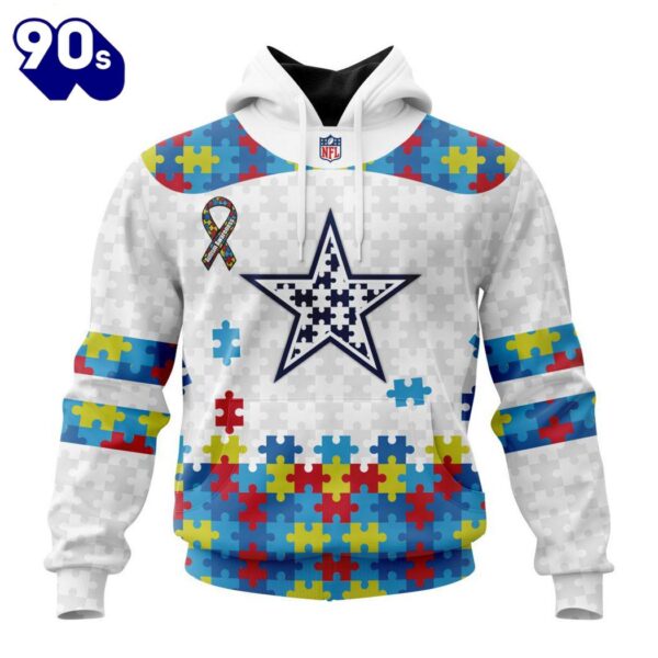 Custom Name And Number NFL Dallas Cowboys Special Autism Awareness Hoodie