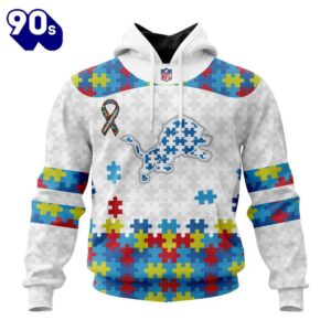 Custom Name And Number NFL Detroit Lions Special Autism Awareness Hoodie