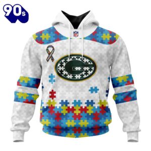 Custom Name And Number NFL Green Bay Packers Special Autism Awareness Hoodie