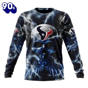 Custom Name And Number NFL Houston Texans Expendables Skull Halloween 3D Sweatshirt