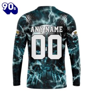 Custom Name And Number NFL Jacksonville Jaguars Expendables Skull Halloween 3D Sweatshirt