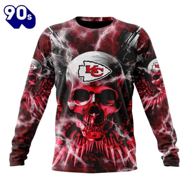 Custom Name And Number NFL Kansas City Chiefs Expendables Skull Halloween 3D Sweatshirt