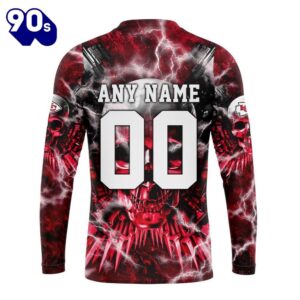 Custom Name And Number NFL Kansas City Chiefs Expendables Skull Halloween 3D Sweatshirt