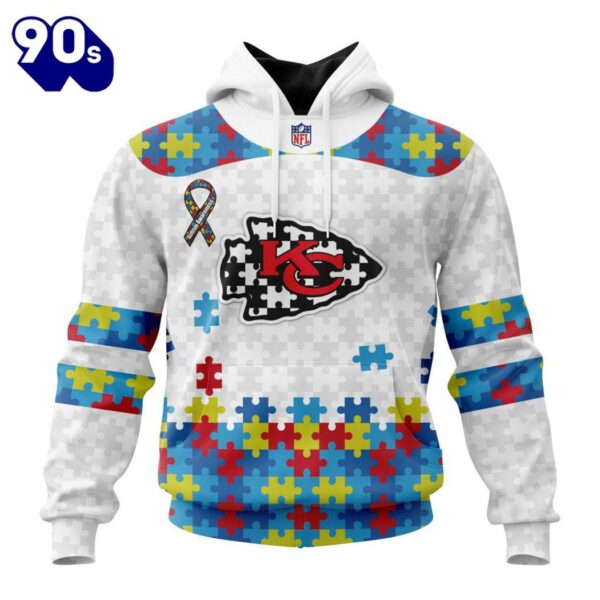 Custom Name And Number NFL Kansas City Chiefs Special Autism Awareness Hoodie