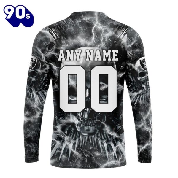 Custom Name And Number NFL Las Vegas Raiders Expendables Skull Halloween 3D Sweatshirt