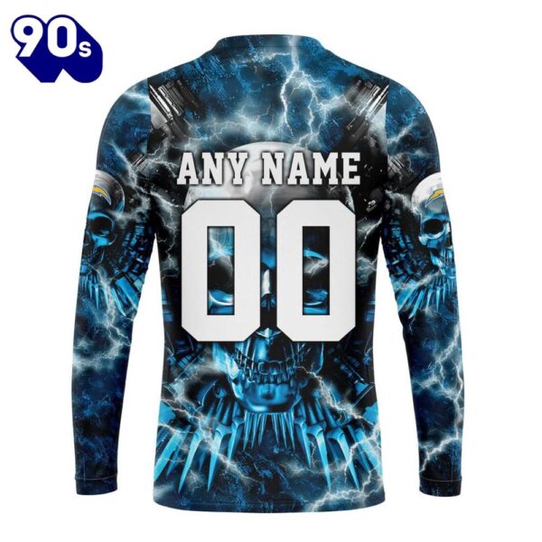 Custom Name And Number NFL Los Angeles Chargers Expendables Skull Halloween 3D Sweatshirt