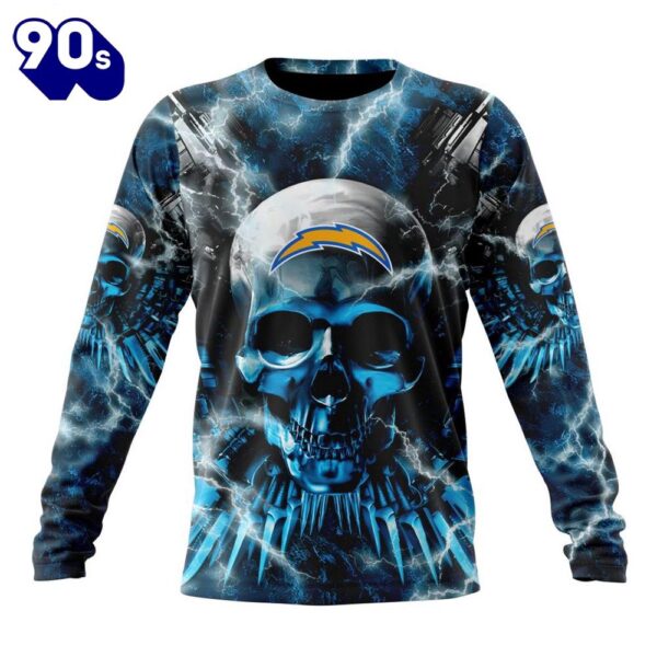 Custom Name And Number NFL Los Angeles Chargers Expendables Skull Halloween 3D Sweatshirt