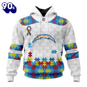 Custom Name And Number NFL Los Angeles Chargers Special Autism Awareness Hoodie