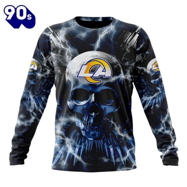 Custom Name And Number NFL Los Angeles Rams Expendables Skull Halloween 3D Sweatshirt