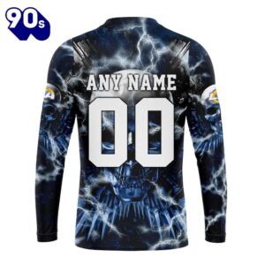 Custom Name And Number NFL Los Angeles Rams Expendables Skull Halloween 3D Sweatshirt