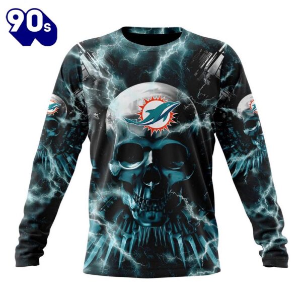 Custom Name And Number NFL Miami Dolphins Expendables Skull Halloween 3D Sweatshirt