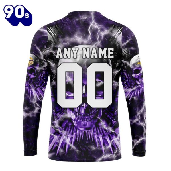 Custom Name And Number NFL Minnesota Vikings Expendables Skull Halloween 3D Sweatshirt