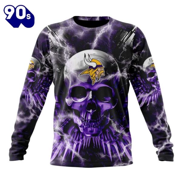 Custom Name And Number NFL Minnesota Vikings Expendables Skull Halloween 3D Sweatshirt