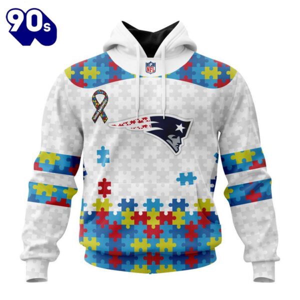 Custom Name And Number NFL New England Patriots Special Autism Awareness Hoodie