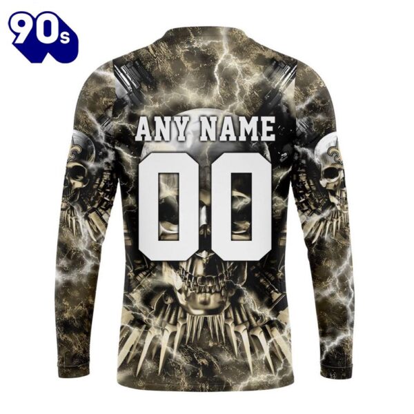 Custom Name And Number NFL New Orleans Saints Expendables Skull Halloween 3D Sweatshirt