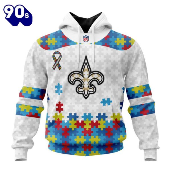 Custom Name And Number NFL New Orleans Saints Special Autism Awareness Hoodie