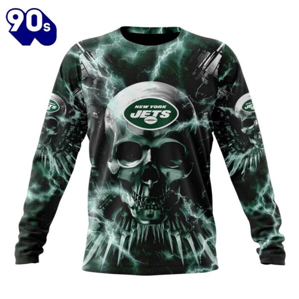 Custom Name And Number NFL New York Jets Expendables Skull Halloween 3D Sweatshirt