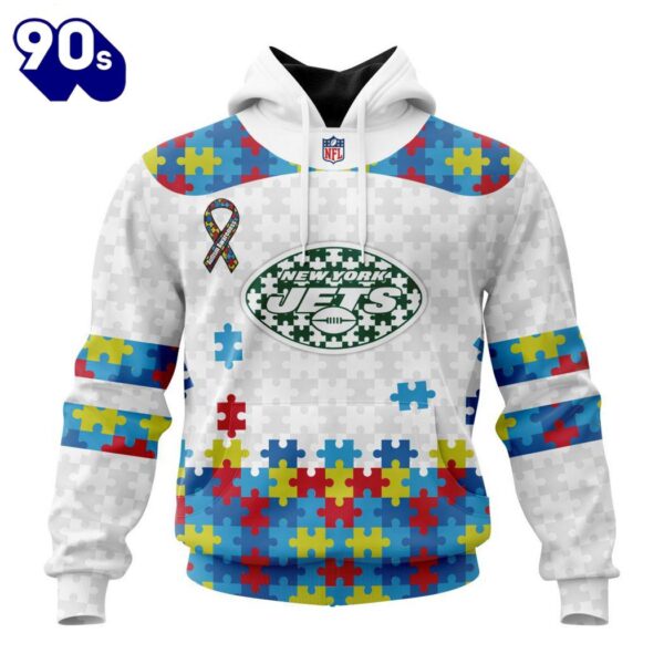 Custom Name And Number NFL New York Jets Special Autism Awareness Hoodie